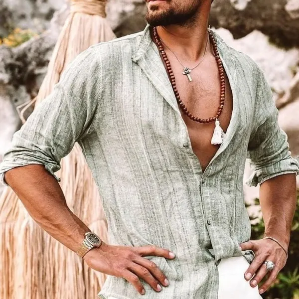 Men's Cotton And Linen Beach Casual Shirt - Yesunshine.com 