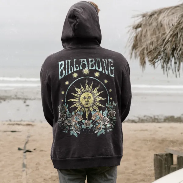 Men's Vintage Print Hooded Sweatshirt - Yesunshine.com 