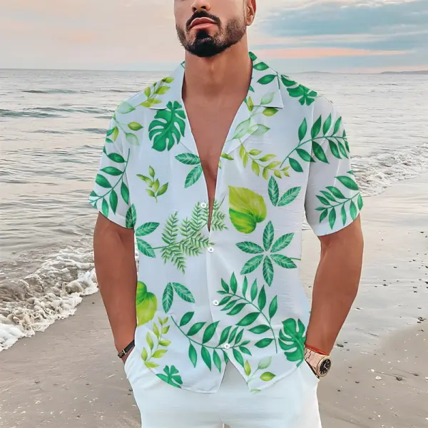 Men's Hawaiian Floral Print Beach Shirt - Yesunshine.com 
