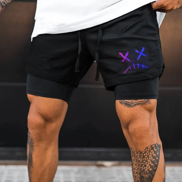 Men's Fashion Smiley Print Slim Quick Dry Fit Shorts - Yesunshine.com 