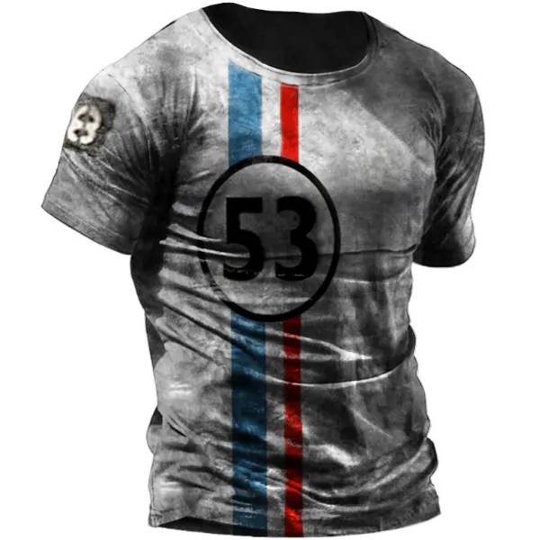 Mens Vintage Racing Stripes Retro T-Shirt - Yesunshine.com 