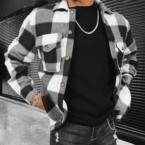 Checkerboard Checker Texture Printed Shirt/Jacket - Yesunshine.com 