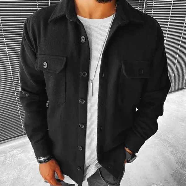 Fashion Street Solid Color Pocket Look Jacket - Yesunshine.com 