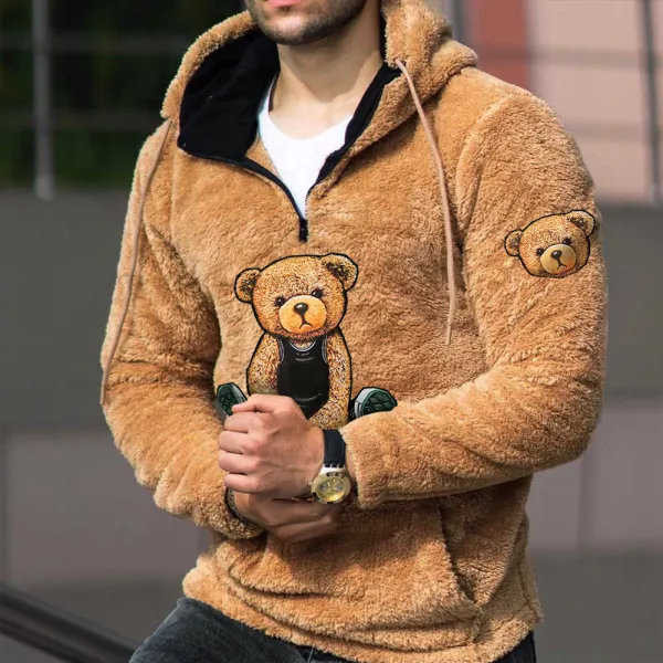 Teddy Bear Warm Men's Lamb Wool Hoodie - Yesunshine.com 