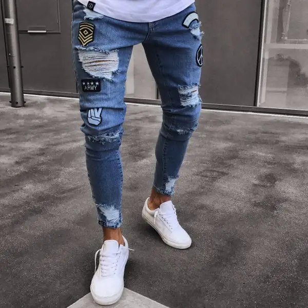 Fashion Ripped Hole Jeans HH034 - Yesunshine.com 