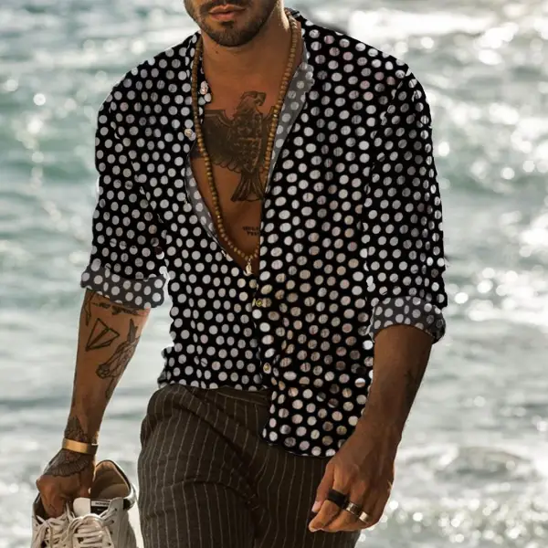 Casual Holiday Polka Dot Print Men's Shirt - Yesunshine.com 
