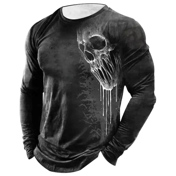 Men's Outdoor Retro Skull Head Comfortable T-Shirt - Yesunshine.com 