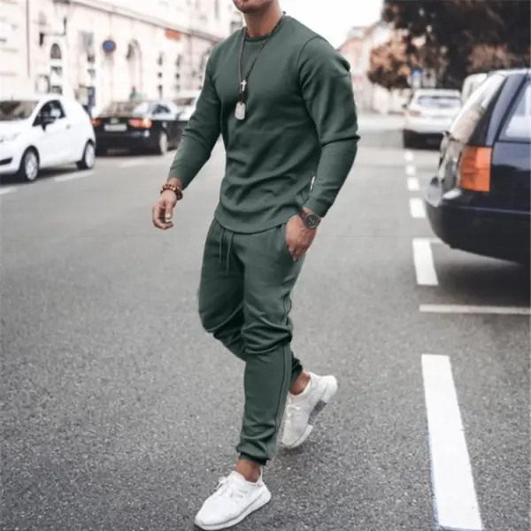 Casual Round Neck Solid Color Suit - Yesunshine.com 