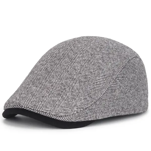 Herringbone Casual Warm Peaked Cap British Retro Progressive Hat - Manlyhost.com 