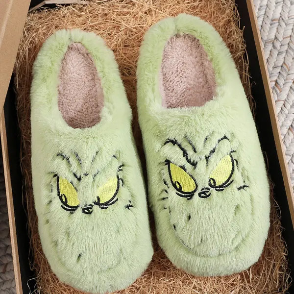 Grinch Non-slip Plush Home Cotton Slippers - Elementnice.com 