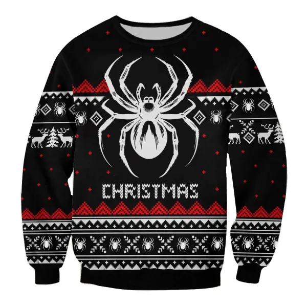 Men's Spider 3D Print Ugly Christmas Crew Neck Sweatshirt - Yesunshine.com 