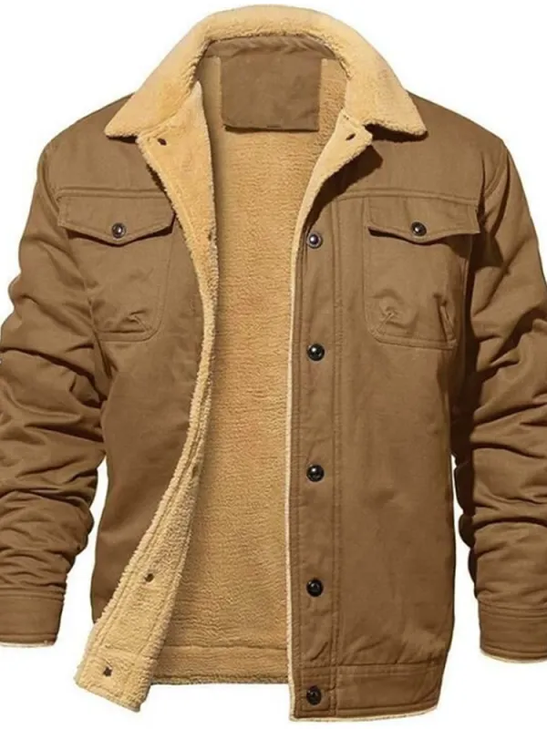 Men's Outdoor Fleece Cotton Work Casual Jacket - Wantbright.com 
