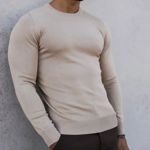 Warm Slim Fit Crew Neck Sweater - Albionstyle.com 