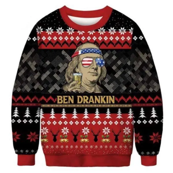 Unisex Benjamin Franklin's Ugly Christmas Sweater - Spiretime.com 