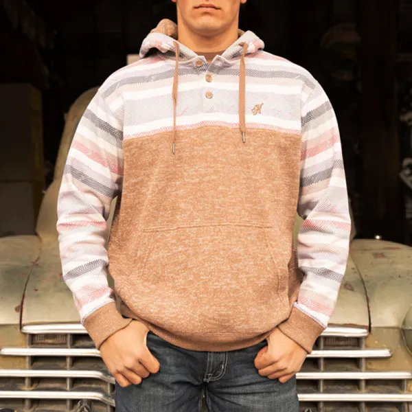 Men's Ethnic Print Patchwork Hoodie - Yesunshine.com 