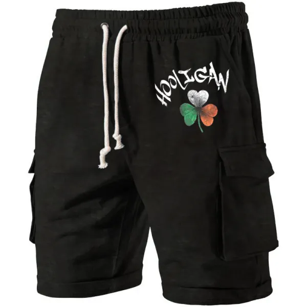 St. Patrick's Day Lucky Clover Print Men's Track Shorts - Yesunshine.com 