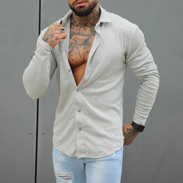 Street Casual Pinstripe Shirt - Yesunshine.com 