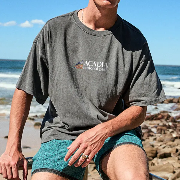 Retro Outdoor Printed Loose T-shirt - Yesunshine.com 