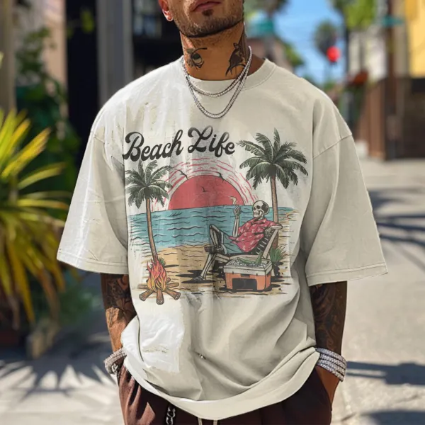 Unisex Vintage Surf Printed T-shirt - Yesunshine.com 