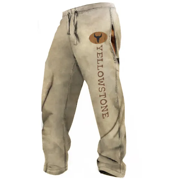 Men's Vintage Western Yellowstone Casual Pants - Yesunshine.com 