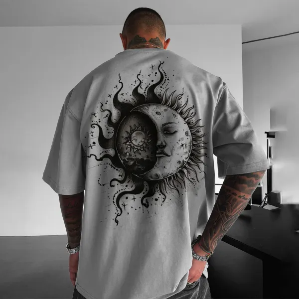 Casual Sun And Moon Design T-shirt - Wayrates.com 