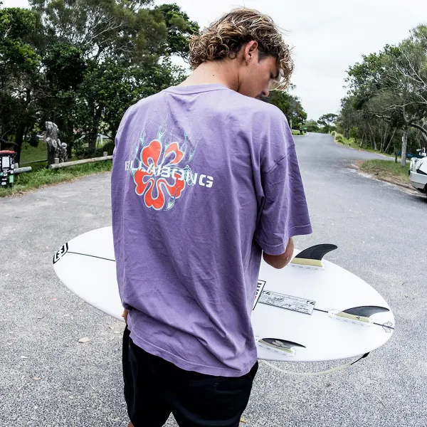 Retro Surf Lavender Purple Casual T-Shirt - Yesunshine.com 