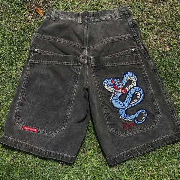 Men's JNCO Shorts Y2K Hip Hop Harajuku Gothic Pocket Loose Jeans Shorts - Yesunshine.com 