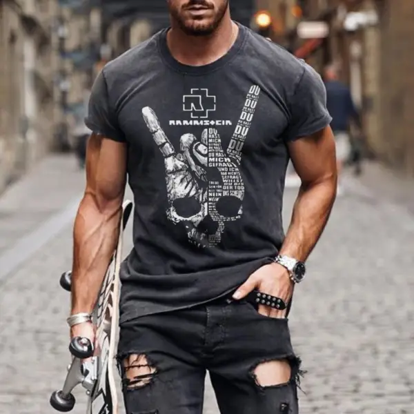 Mens Skull Motorcycle Printed Casual T-shirt - Yesunshine.com 