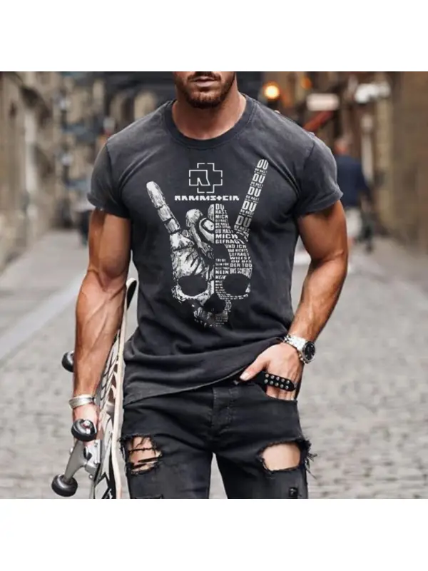 Mens Skull Motorcycle Printed Casual T-shirt - Aptkoi.com 