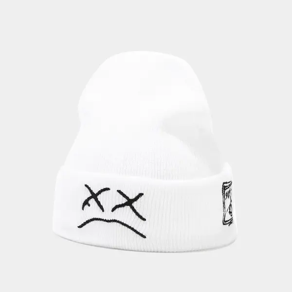 Sad Boy Face Hip Hop Knitted Beanies Hat For Winter - Yesunshine.com 