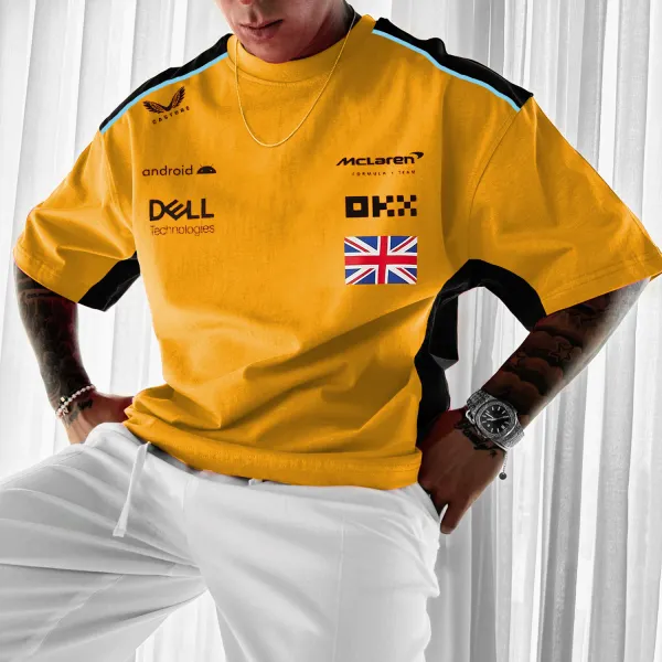 Casual Racing Oversized Short Sleeve T-Shirt - Yesunshine.com 