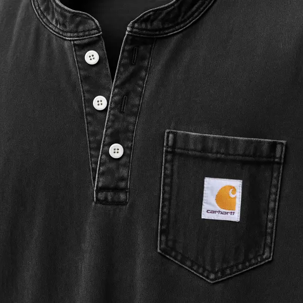 Carhartt Men's Vintage Distressed Pocket Henley Sleeveless Tank Shirt