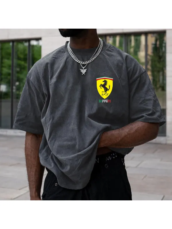 Men's Racing Print Loose Fit T-Shirt - Shopyiyistories.com 