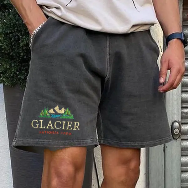 Men's Vintage Glacier Print Shorts - Zivinfo.com 