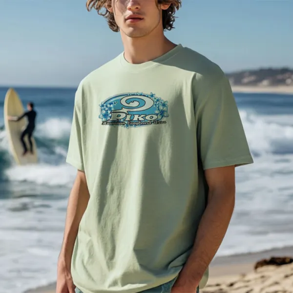 Men's Green Casual Loose Surf T-Shirt - Yesunshine.com 