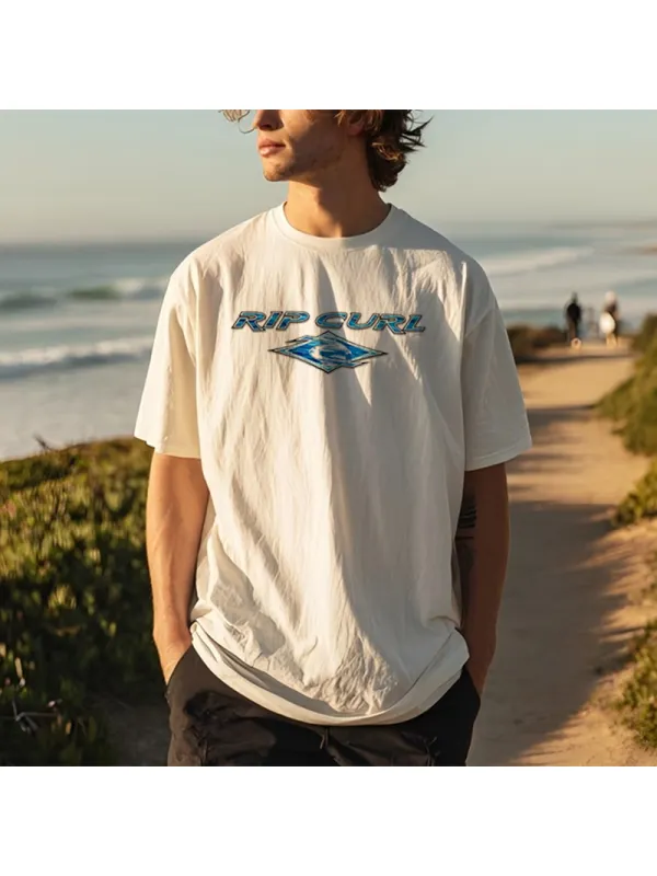 Unisex White Casual Loose Surf T-Shirt - Ootdmw.com 