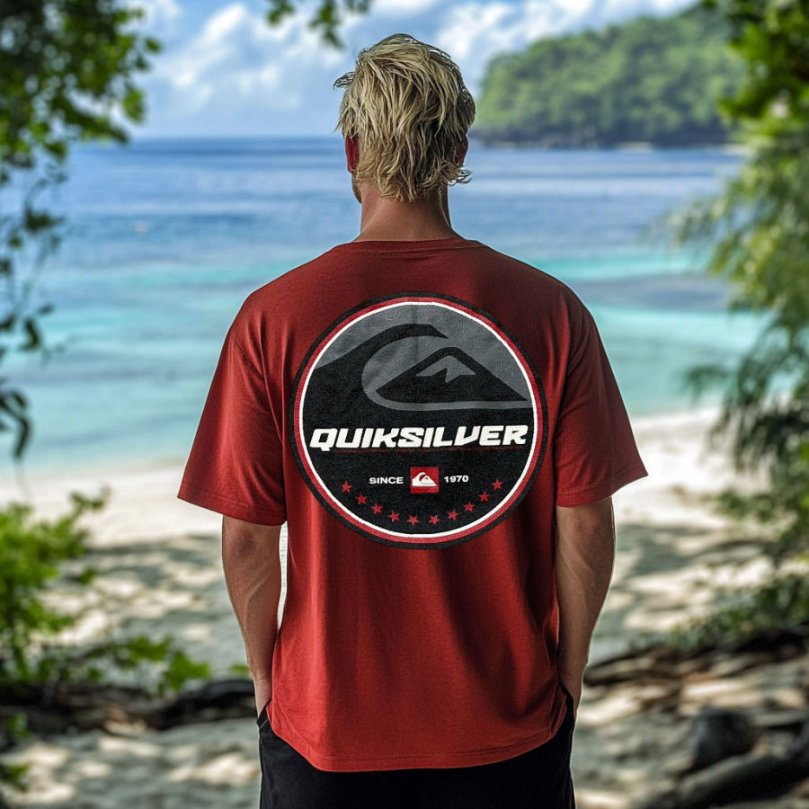 

Vintage Unisex Beach Vacation Surf Logo Print Oversized Short Sleeve T-shirt