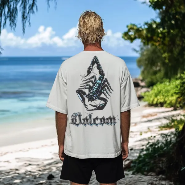Vintage Unisex Beach Vacation Surf Logo Print Oversized Short Sleeve T-shirt - Yesunshine.com 