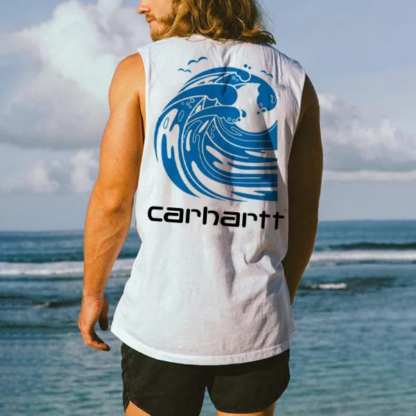 Outdoor Wave Letter Casual Loose Vest - Zivinfo.com 