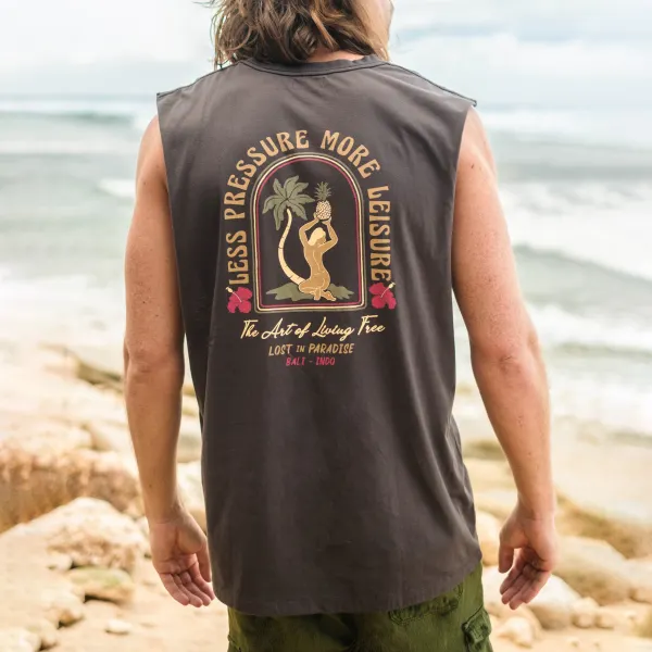 Men's Casual Less Pressure Graphic Tank Top - Yesunshine.com 