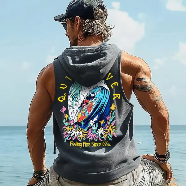 Men's Surf-Inspired Graphic Hooded Tank Top - Ootdyouth.com 