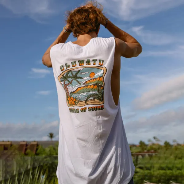 Men's Casual Hawaiian Pattern Tank Top - Yesunshine.com 
