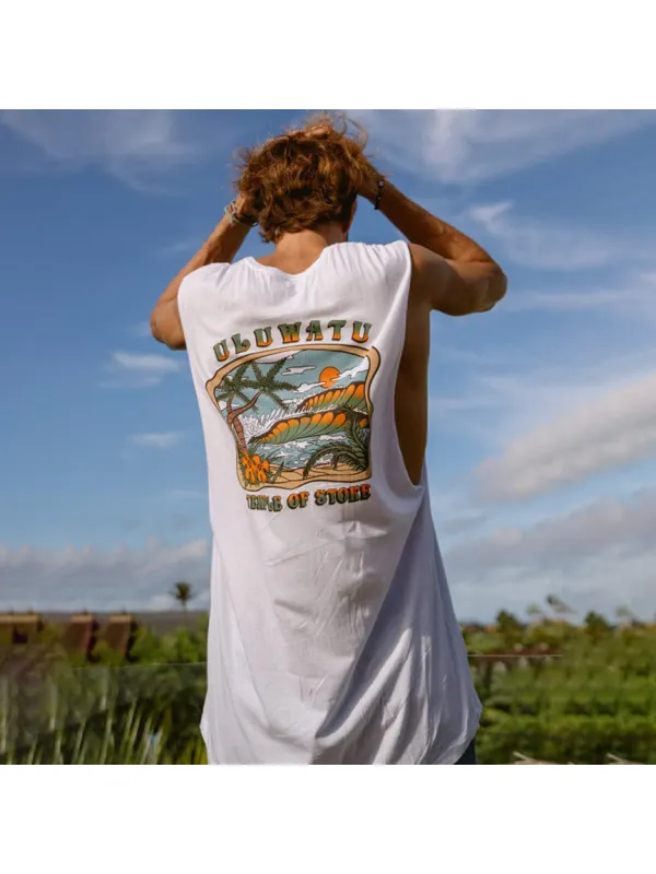 Men's Casual Hawaiian Pattern Tank Top - Anrider.com 