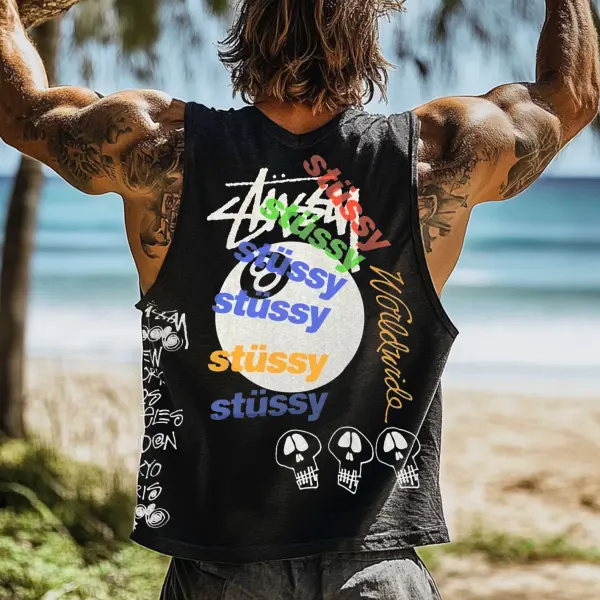 Men's Vintage Crew Neck Sleeveless Tank Top - Yesunshine.com 