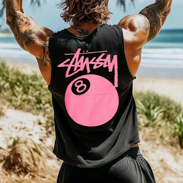 Men's Vintage Surfing Oversized Print Tank Top - Ootdyouth.com 