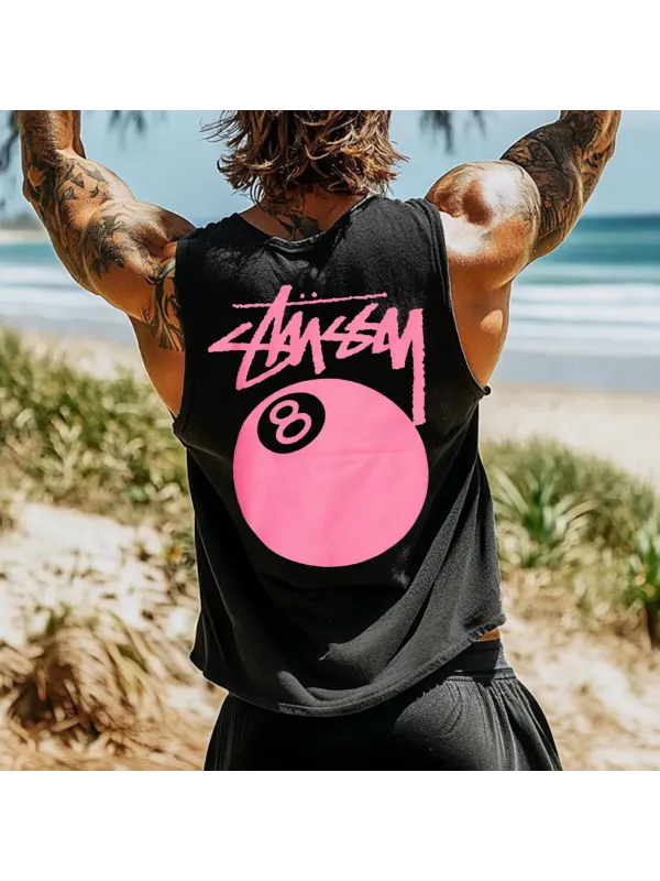 Men's Vintage Surfing Oversized Print Tank Top - Frontiercool.com 