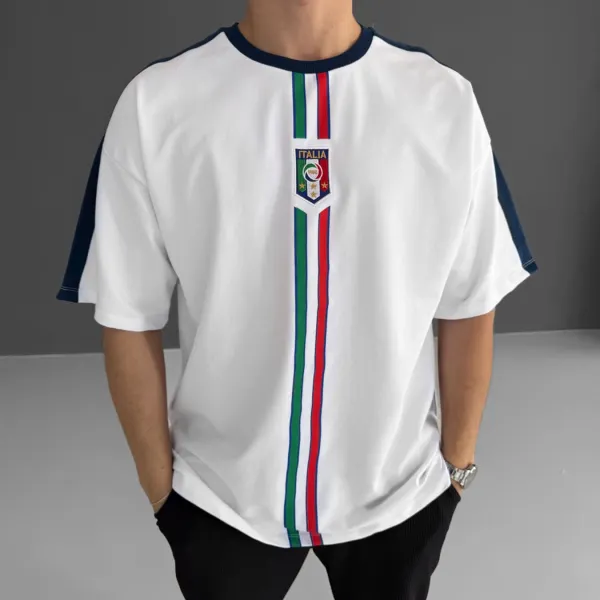 Football Print Loose Casual Comfortable Unisex Round Neck Short Sleeve T-shirt Football Club T-shirt - Yesunshine.com 