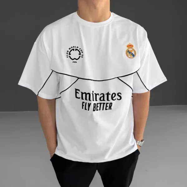 Football Print Loose Casual Comfortable Unisex Round Neck Short Sleeve T-shirt Football Club T-shirt - Yesunshine.com 