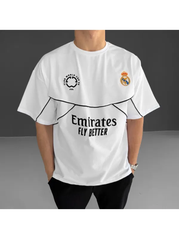 Football Print Loose Casual Comfortable Unisex Round Neck Short Sleeve T-shirt Football Club T-shirt - Frontiercool.com 