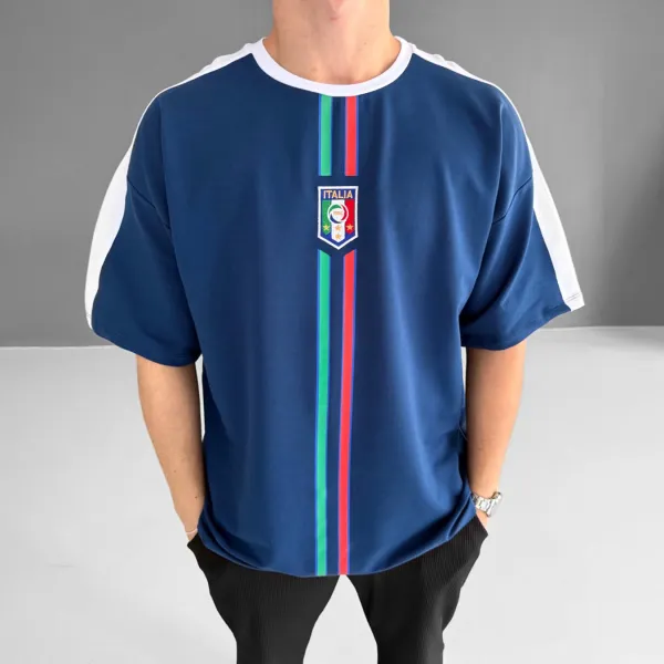 Football Print Loose Casual Comfortable Unisex Round Neck Short Sleeve T-shirt Football Club T-shirt - Yesunshine.com 